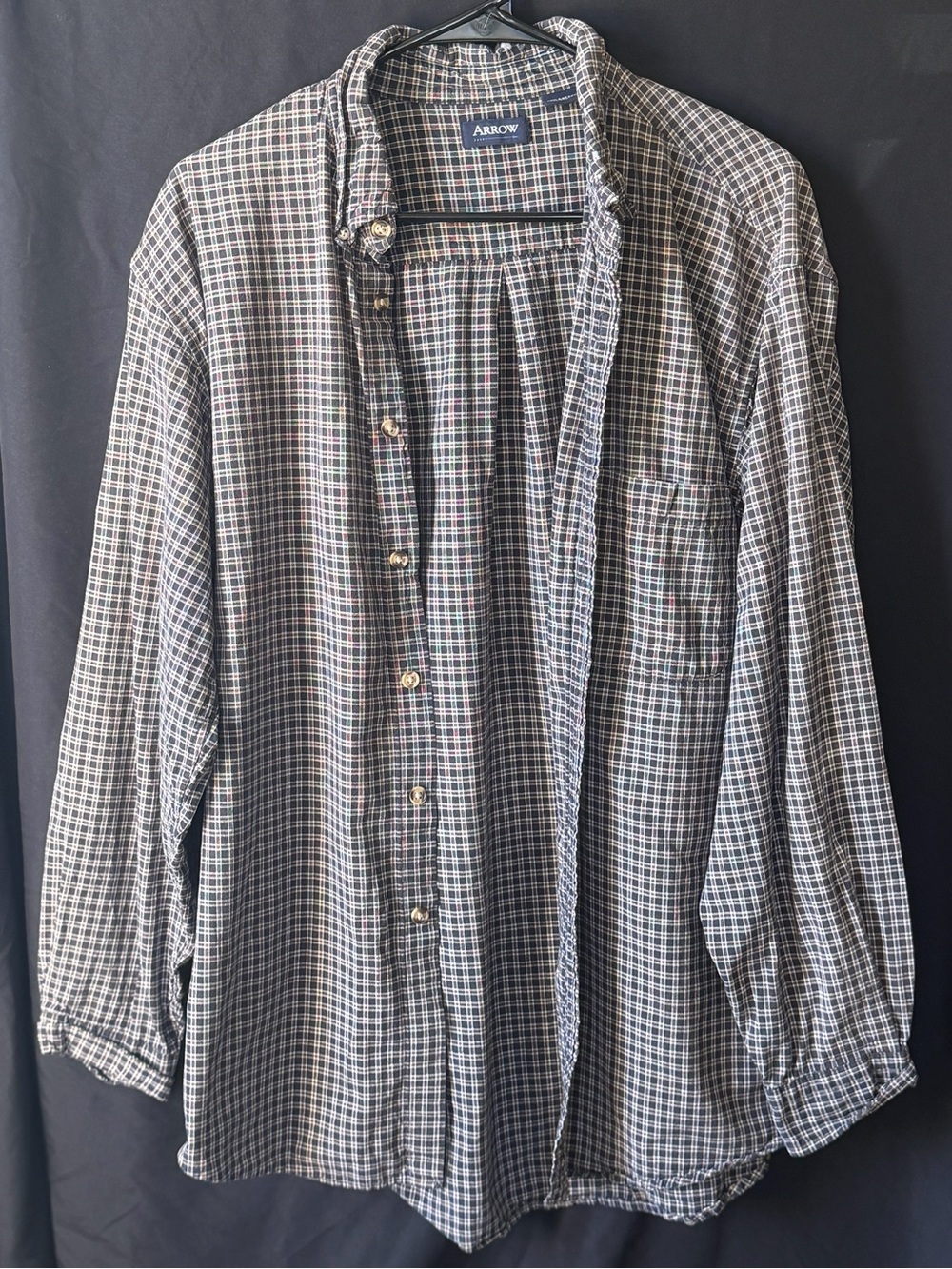 Arrow Vintage Black and White Check Button-Down Shirt